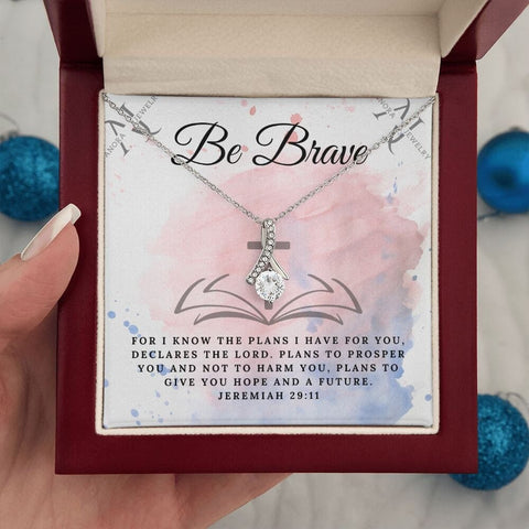 Be Brave (Jeremiah 29:11) - 14K Gold Ribbon Necklace