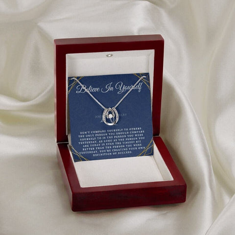 Believe In Yourself - 14K White Gold Lucky Charm Horseshoe Necklace