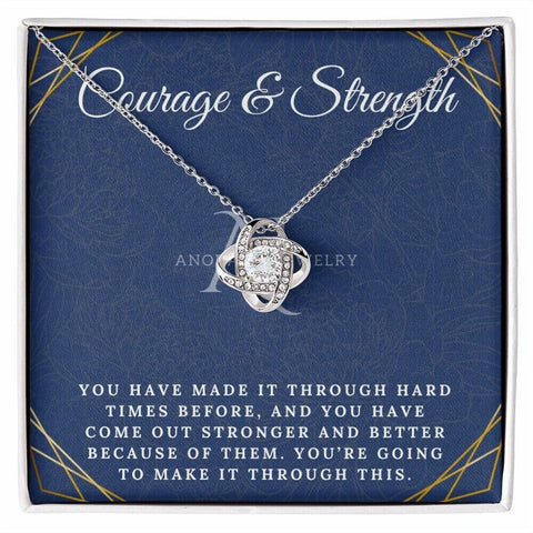 Courage and Strength - 14K Gold Love Knot Pendant Necklace