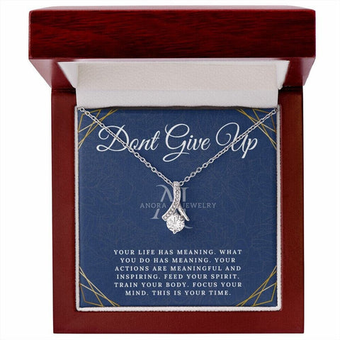 Don't Give Up Gift -  14K Gold Ribbon Pendant Necklace