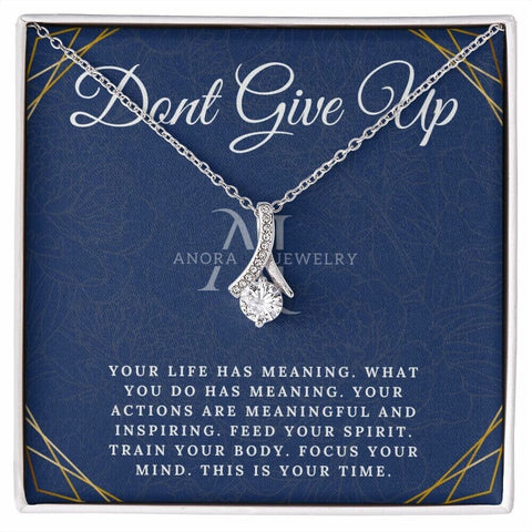 Don't Give Up Gift -  14K Gold Ribbon Pendant Necklace