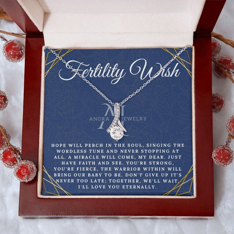 Fertility Wish -  14K Gold Ribbon Pendant Necklace