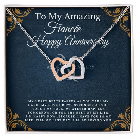 To My Amazing Fiancée - Happy Anniversary - Interlocking Hearts Necklace