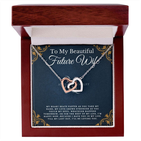 To My Beautiful Future Wife - Fiancée Necklace - Interlocking Heart Necklace