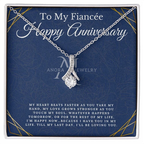 To My Fiancée - Happy Anniversary - Petite Ribbon Necklace