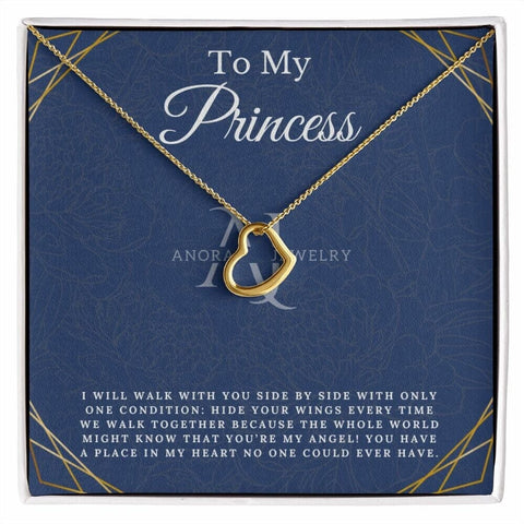 To My Princess - Gold Heart Pendant Necklace