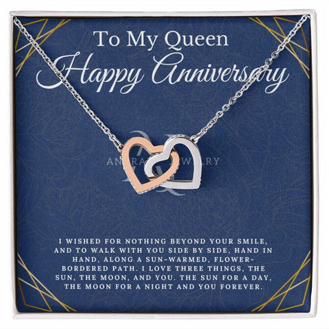 To My Queen - Happy Anniversary - Interlocking Heart Necklace