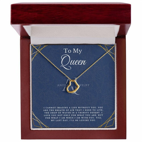 To My Queen - Gold Heart Pendant Necklace