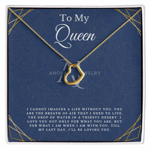 To My Queen - Gold Heart Pendant Necklace