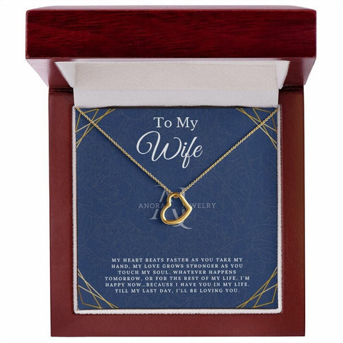 To My Wife - Gold Heart Pendant Necklace