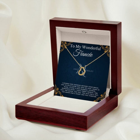 To My Wonderful Fiancée - Gold Heart Pendant Necklace