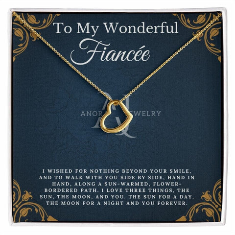 To My Wonderful Fiancée - Gold Heart Pendant Necklace