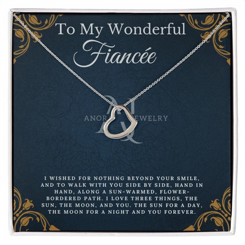 To My Wonderful Fiancée - Gold Heart Pendant Necklace