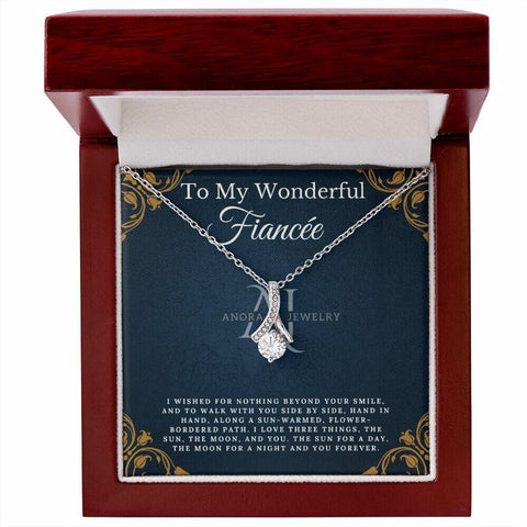 To My Wonderful Fiancée - Petite Ribbon Necklace