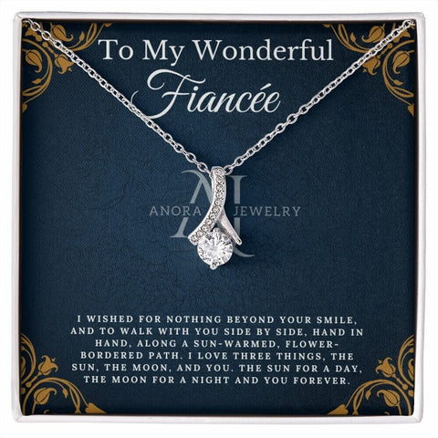 To My Wonderful Fiancée - Petite Ribbon Necklace