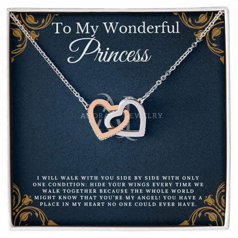 To My Wonderful Princess - Interlocking Heart Pendant Necklace