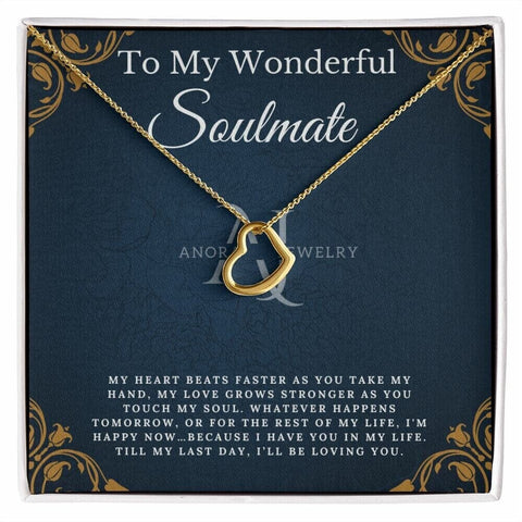 To My Wonderful Soulmate - Gold Heart Pendant Necklace