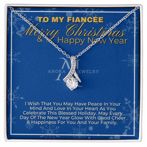 To My Fiancée - Merry Christmas - Petite Ribbon Necklace