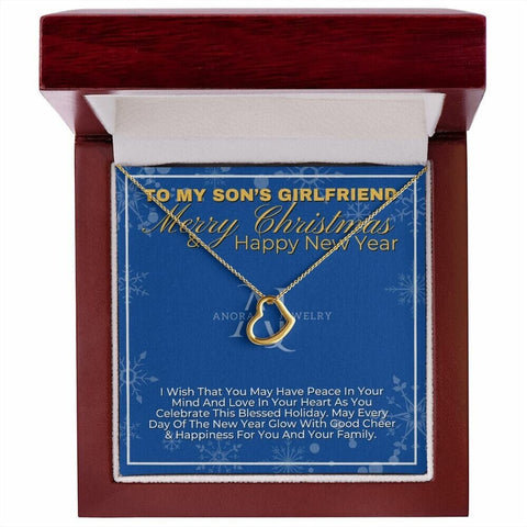 To My Son's Girlfriend - Merry Christmas - Gold Heart Pendant Necklace