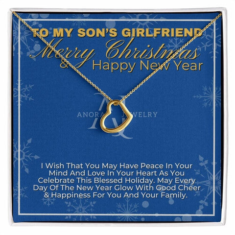 To My Son's Girlfriend - Merry Christmas - Gold Heart Pendant Necklace