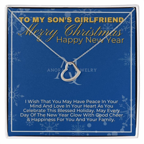 To My Son's Girlfriend - Merry Christmas - Gold Heart Pendant Necklace