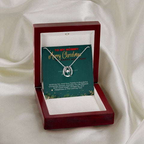 To My Mommy - Merry Christmas - Lucky Horseshoe Necklace
