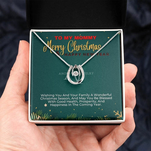 To My Mommy - Merry Christmas - Lucky Horseshoe Necklace