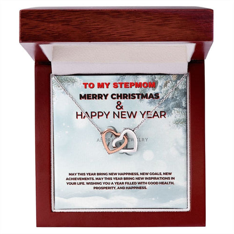 To My Stepmom - Merry Christmas - Interlocking Heart Necklace