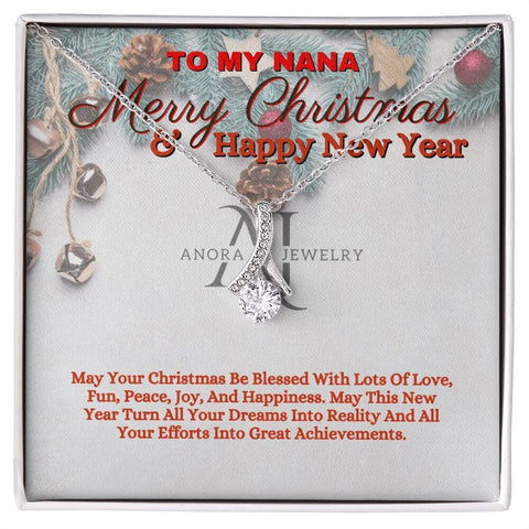 To My Nana - Merry Christmas - Petite Ribbon Necklace