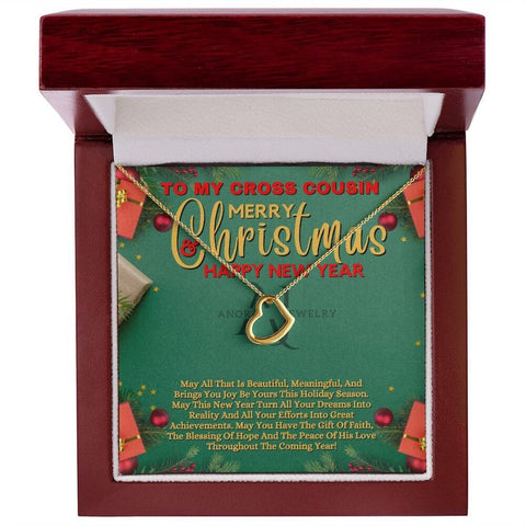 To My Cross Cousin - Merry Christmas - Gold Heart Pendant Necklace