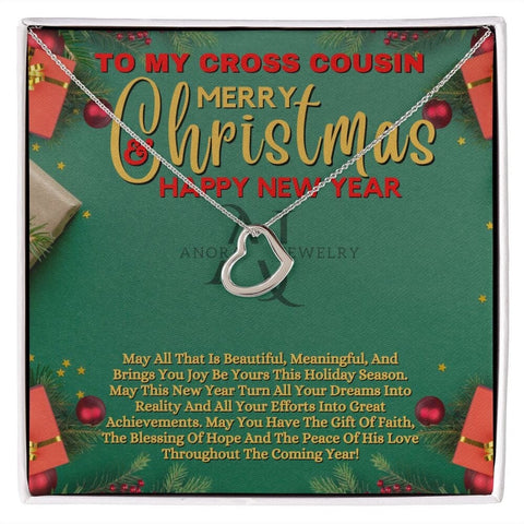 To My Cross Cousin - Merry Christmas - Gold Heart Pendant Necklace