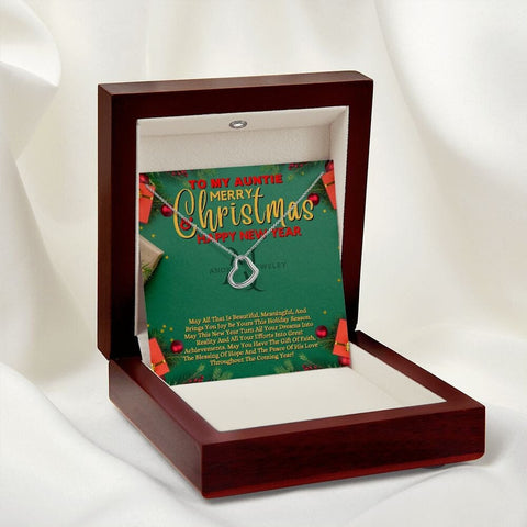 To My Auntie - Merry Christmas - Gold Heart Pendant Necklace