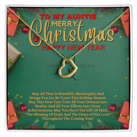 To My Auntie - Merry Christmas - Gold Heart Pendant Necklace