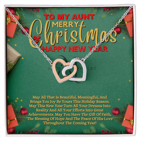 To My Aunt - Merry Christmas - Interlocking Heart Necklace