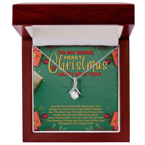 To My Niece - Merry Christmas - Petite Ribbon Necklace