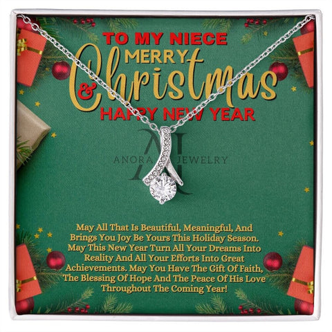To My Niece - Merry Christmas - Petite Ribbon Necklace