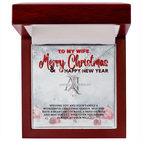To My Wife - Merry Christmas - Petite Ribbon Necklace
