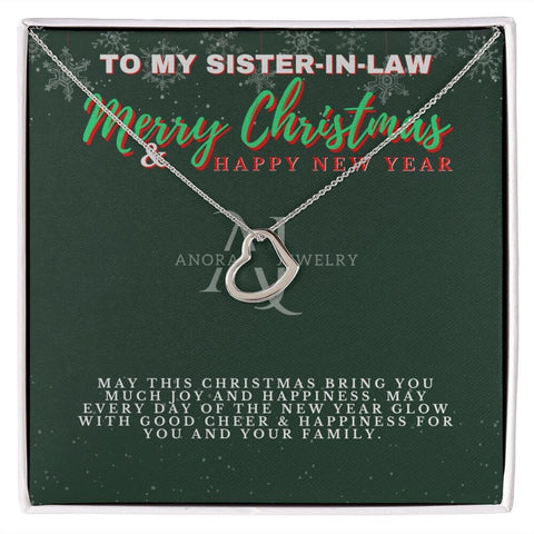 To My Sister-In-Law - Merry Christmas -  Gold Heart Pendant Necklace