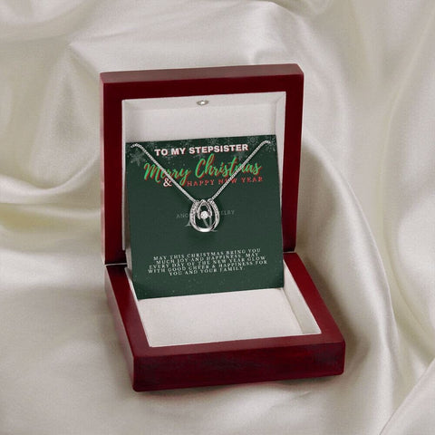 To My Stepsister - Merry Christmas - Lucky Horseshoe Necklace