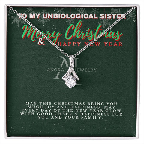 To My Unbiological Sister - Merry Christmas - Petite Ribbon Necklace