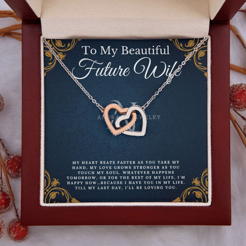 To My Beautiful Future Wife - Fiancée Necklace - Interlocking Heart Necklace