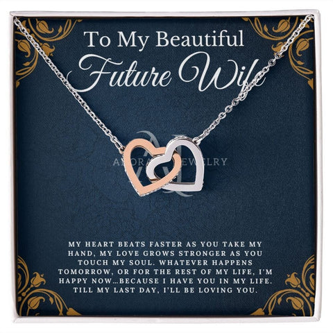 To My Beautiful Future Wife - Fiancée Necklace - Interlocking Heart Necklace