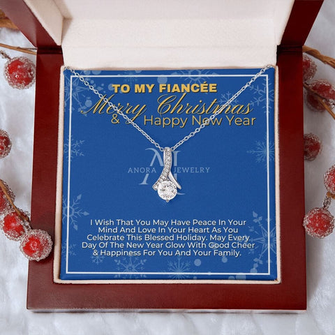 To My Fiancée - Merry Christmas - Petite Ribbon Necklace