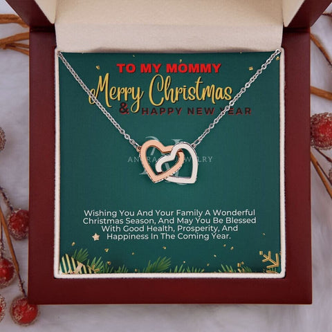 To My Mommy - Merry Christmas - Interlocking Heart Necklace