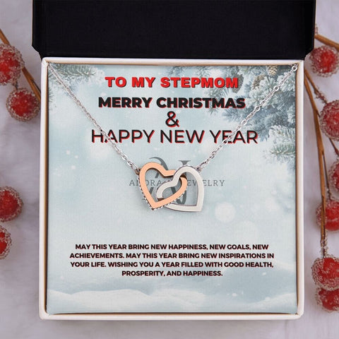 To My Stepmom - Merry Christmas - Interlocking Heart Necklace