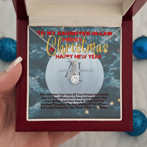 To My Daughter-In-Law - Merry Christmas - Petite Ribbon Necklace