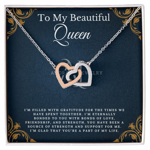 To My Beautiful Queen - Interlocking Heart Necklace