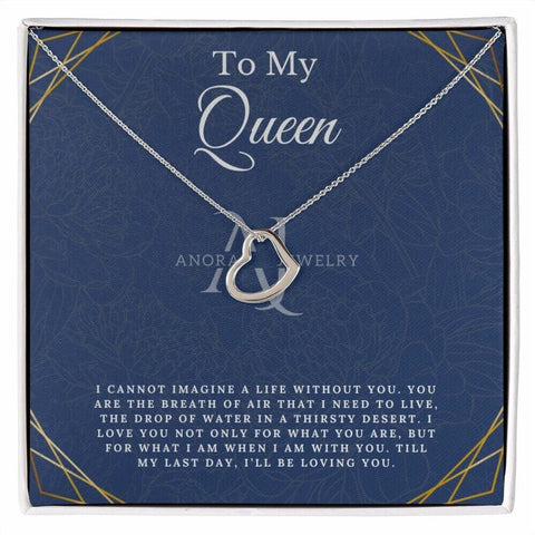 To My Queen - Gold Heart Pendant Necklace