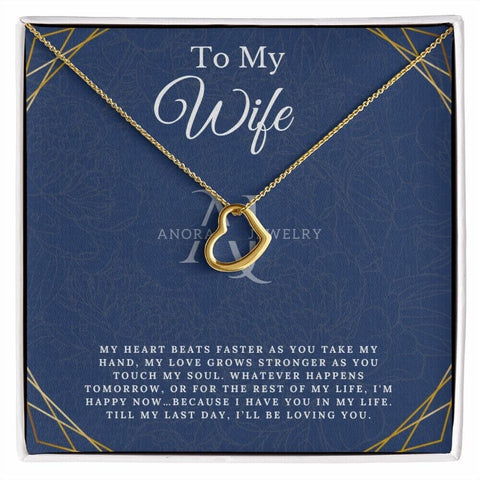 To My Wife - Gold Heart Pendant Necklace
