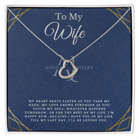 To My Wife - Gold Heart Pendant Necklace